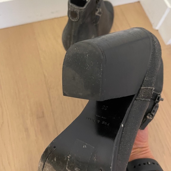 Rag & Bone Brushed Black Leather Booties Sz 7.5/38 - Picture 8 of 15
